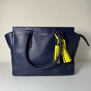 COACH Legacy Leather Navy Blue Candace Carryall Tote Shoulder Bag J1273-22390
